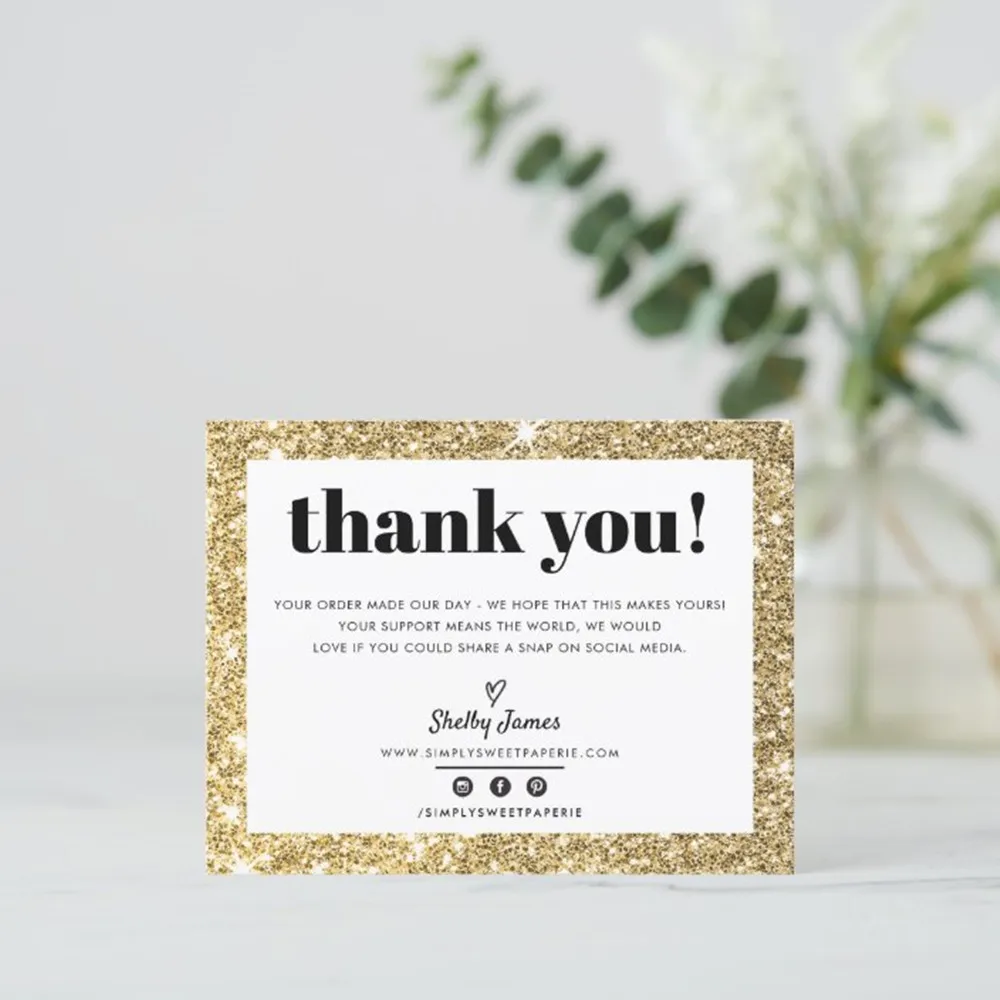 

Custom Text Social Medial Card,BUSINESS THANK YOU chic glam gold Card,Personalize Logo Business Name Card