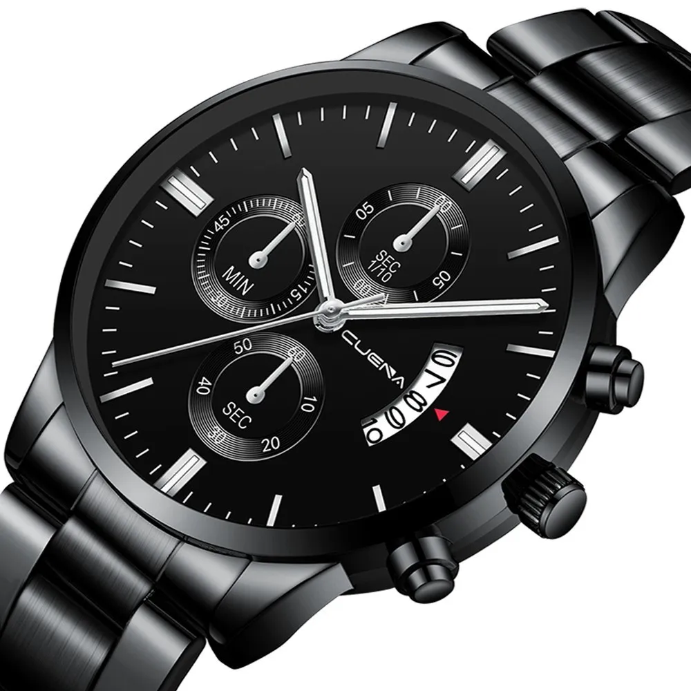 

CUENA Men Fashion Stainless Steel Analog Date Sport Quartz Wrist Watch relogio masculino curren watch men