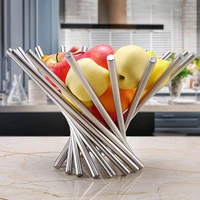 collapsible stainless steel fruit bowl kitchen dinning table decoration fruit basket silver rotating fruit basket home decor