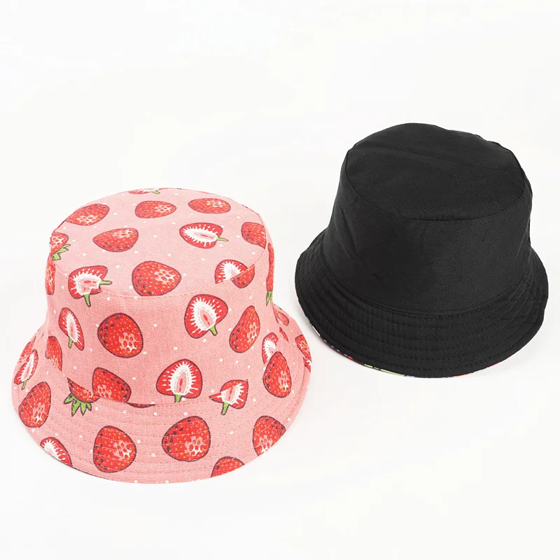 LDSLYJR Cotton Strawberry print Bucket Hat Fisherman outdoor travel hat Sun Cap Hats for Women 272 | Аксессуары для одежды