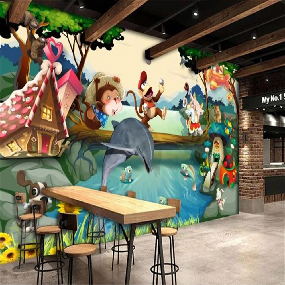 

Milofi custom personality non-woven wall covering wallpaper cartoon children's room fantasy forest children's room mural