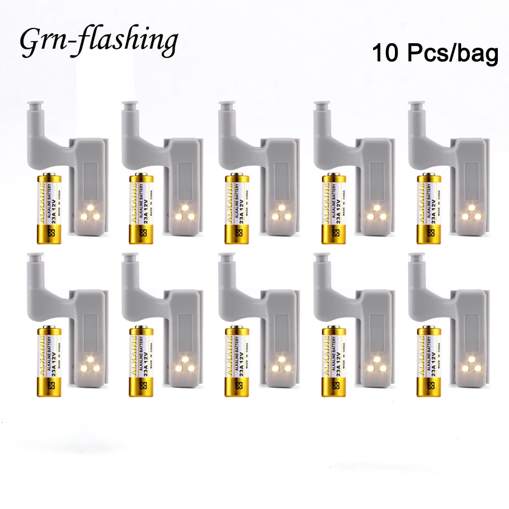 

10pcs LED Inner Hinge Lamp Under Cabinet Light Universal Wardrobe Light with 23A Battery Armario Cupboard Closet Kitchen Bedroom
