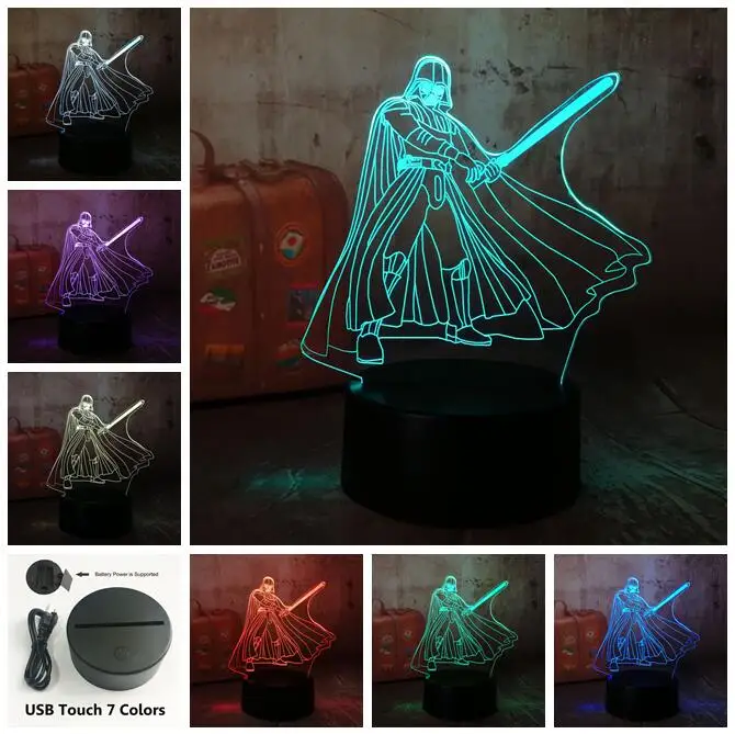 3D RGB светодиодный Ночной светильник, классный Звездные войны, Дарт Вейдер, 7 цветов, настольная лампа для сна Chang, новинка, домашний декор, рождественский подарок для мальчиков, Лава - Испускаемый цвет: Touch one 7 Color