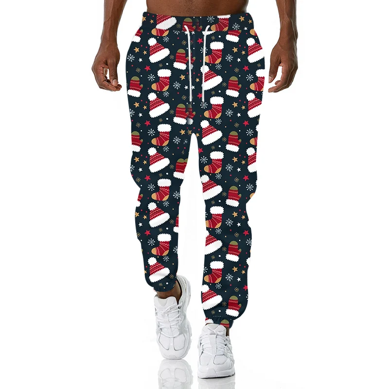 

Mens Jogger Oversized Trousers Cartoon Snowflake Christmas Stocking Pattern Sports Pants Unisex Comfortable Sweatpants PA11