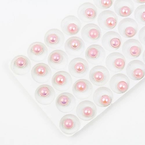 pink 50 шт., серебристые, с металлическим дном, акриловые кнопки, сделай сам, Круглые, жемчужные пуговицы, для шитья, разноцветные стразы, пуговицы для одежды S155 - Цвет: pink