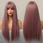 Алан EATON длинные прямые синтетические парики с челкой Косплэй вечерние фиолетовый лолита парики из натуральных волос для Для женщин девочек термостойкие волокна