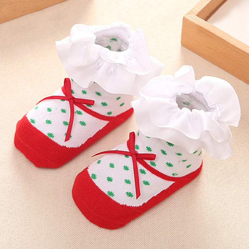 0-12 м принцесса ребенок новорожденная девочка кружева хлопок носки розовый бант