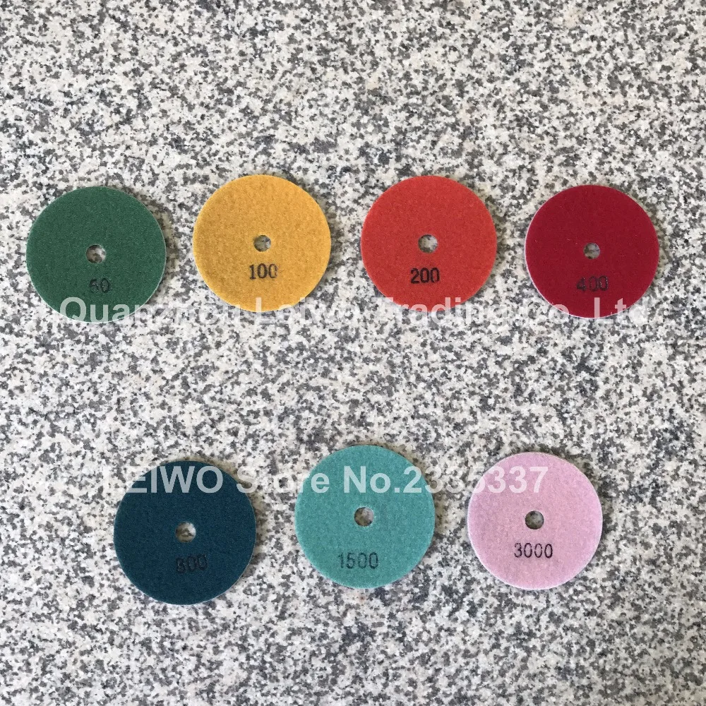 Алмазные полировальные прокладки 4 дюйма три цвета секторы для полировки гранита
