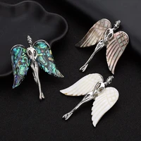 louleur natural shell angel necklace pendant white shell wing charm pendant jewelry makings women gift