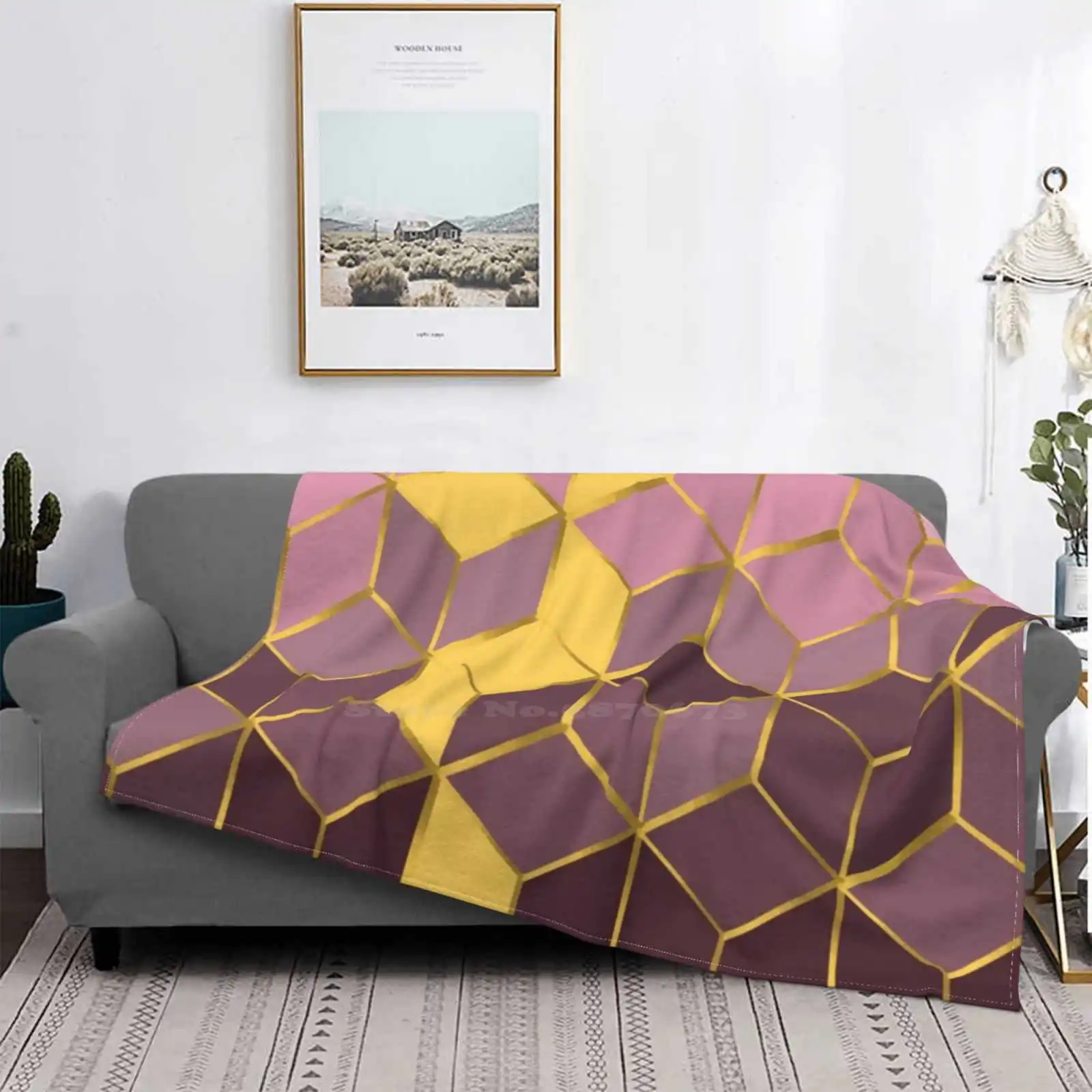

Luxury Pink And Grey Cubes Top Quality Comfortable Bed Sofa Soft Blanket Luxury Pink And Grey Cubes Pink And Grey Cubes Cubes