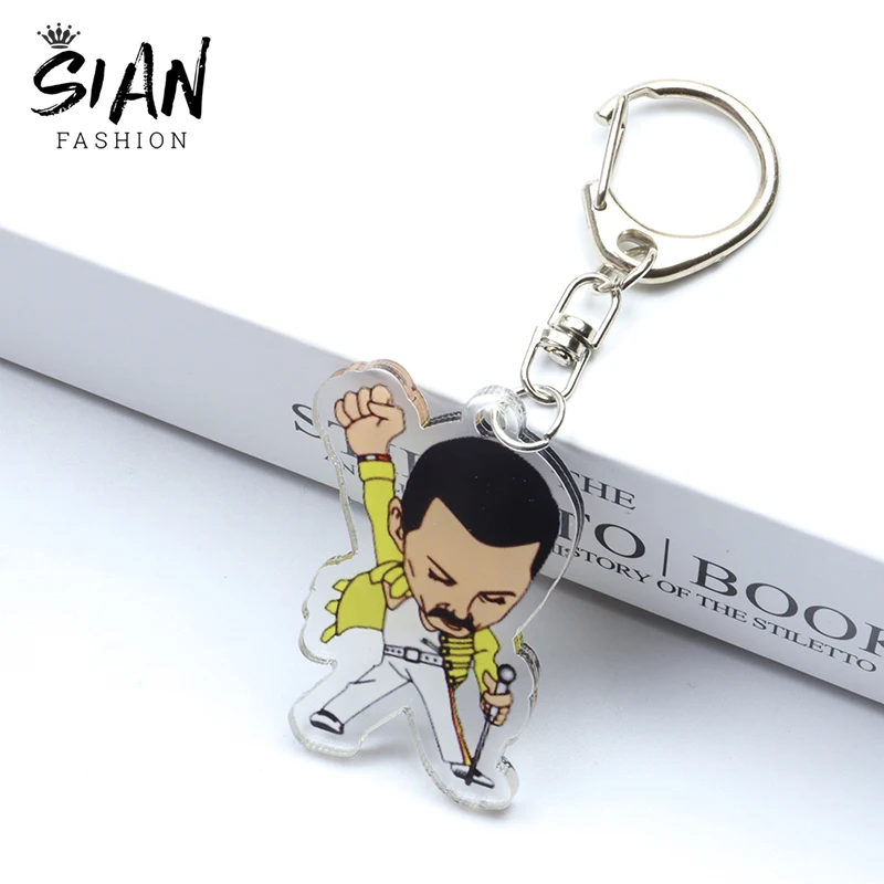 Акриловые брелки для ключей Freddie Mercury Band мультяшный держатель крутой жест