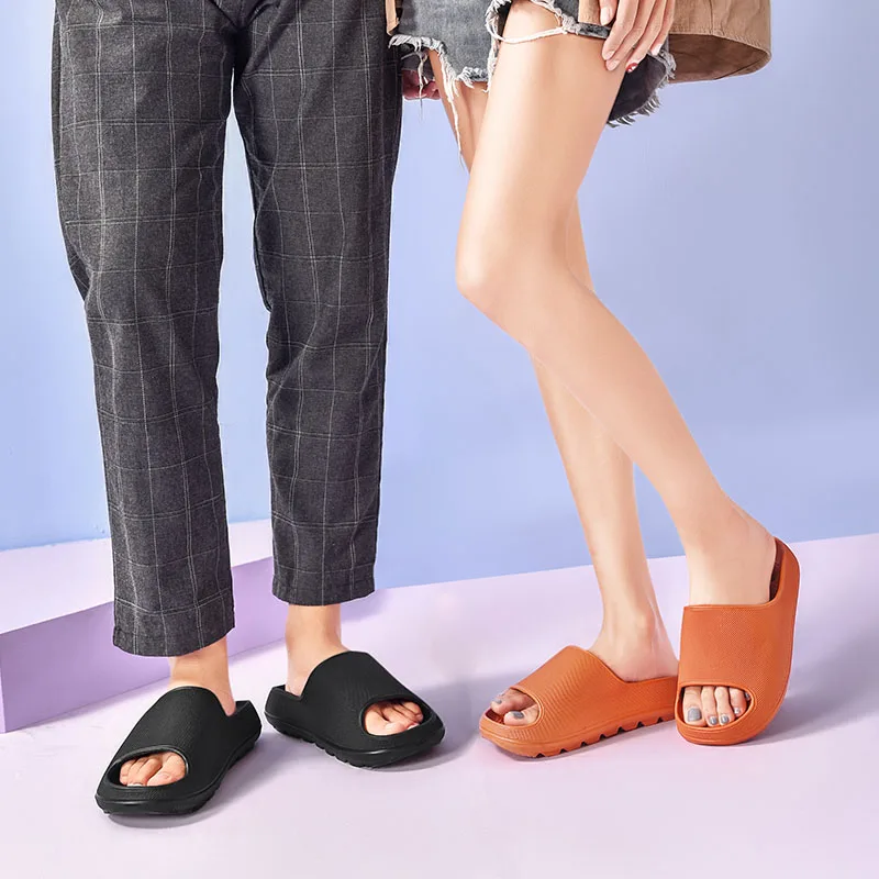 

2021 New Women Thick Platform Slippers Summer Beach Shoes Indoor Home Bathroom Non-slip Men Ladies Slides Soft EVA Sole Slippers