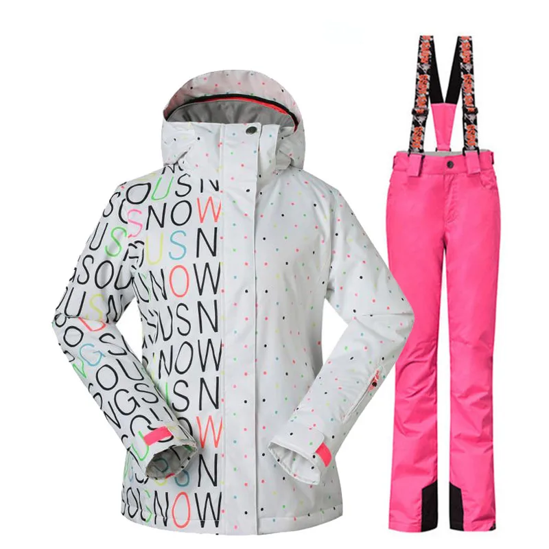 picture jacket pant Женский лыжный костюм, комплекты для спорта на открытом воздухе, сноубординга, 10 k, водонепроницаемые, ветрозащитные, зимние куртки и лыжные штаны, Gsou, белоснежные буквы - Цвет: picture jacket pant