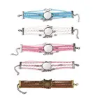 Полуобработанный кожаный браслет 5 шт.лот, пустая основа для ювелирных изделий 25 мм, круглые драгоценные камни, стеклянный кабошон, рамка, поднос для рукоделия