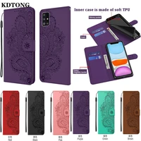wallet leather phone case for samsung galaxy a42 a71 a51 4g 5g a91 a81 a31 a21s a41 a11 j2 core 2020 funda peacock emboss cover