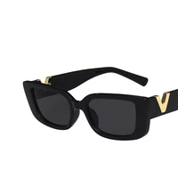 new vintage black rectangle sunglasses women luxury brand unique v groove sun glasses female gradient clear mirror oculos de sol