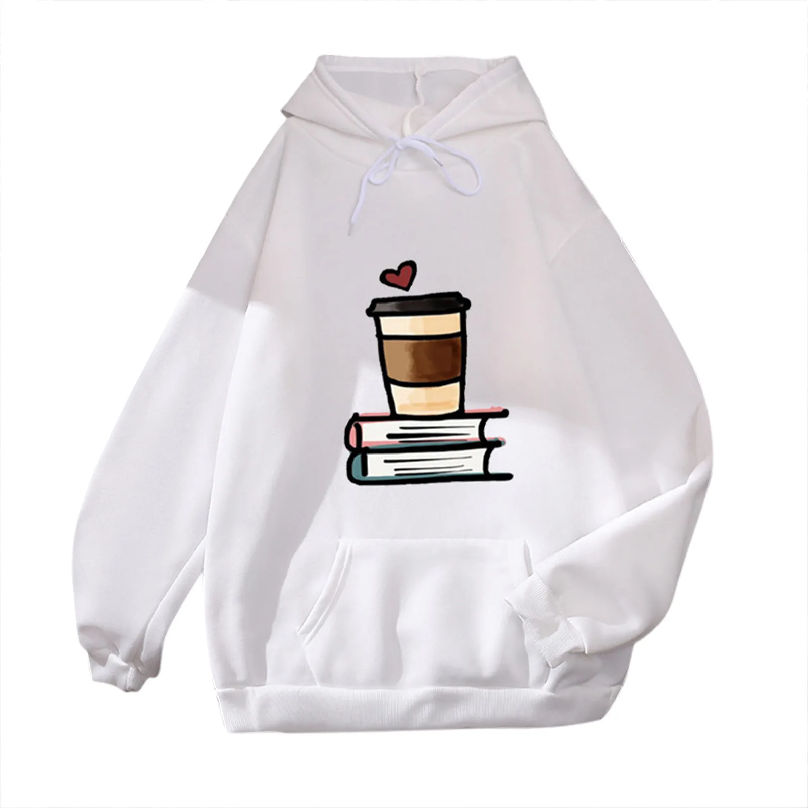 

Женские толстовки с карманами Love Heart, Повседневная Свободная Женская блузка в Корейском стиле с круглым вырезом, модная свободная винтажная...