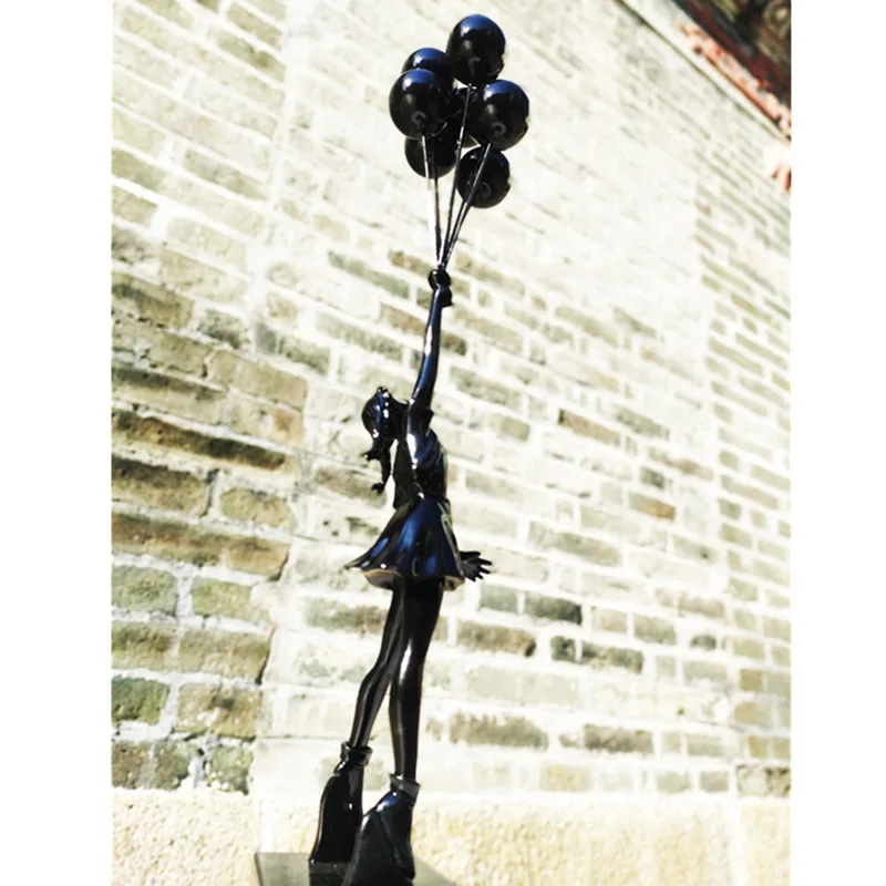 

57cm Luxurious Balloon Girl Statues Flying Balloons Girl Art Sculpture Resin Craft Home Decor Christmas Gift