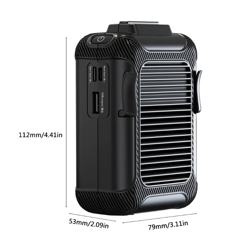 

Potable Waist Belt Clip Fan W/ 3 Speeds USB Rechargeable 6000mAh for Office Travel School