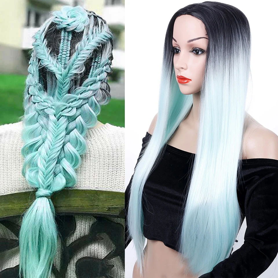 AOSIWIG длинные прямые синтетические натуральные парики Лолиты для женщин черные