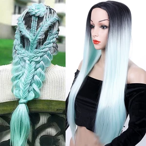 AOSIWIG длинные прямые синтетические натуральные парики Лолиты для женщин черные Омбре розовые синие фиолетовые парики 24 дюйма Косплей парики для вечеринки