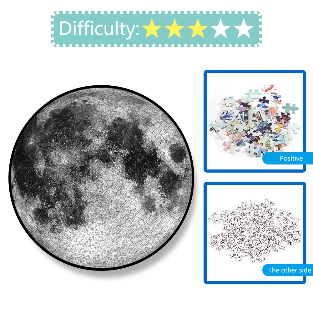 

1000 Pieces Picture Puzzle DIY Grey Moon Jigsaw Adult Children Educational Learning Assembling Decompression Toys