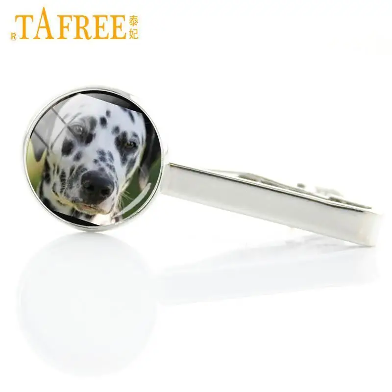 TAFREE, винтажные стеклянные зажимы для галстука с милой собакой, Бигль, лабрадор, бульдог, мопс, подарки для любителей собак, заколка для галстука для Мужчин, Ювелирные изделия DG1