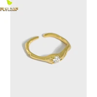 925 sterling silver 14k gold zircon wedding open rings for women light luxury female fashion jewelry student accessories flyleaf