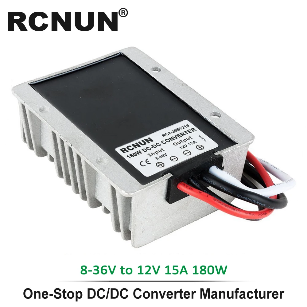 8-36V to 12V 15A RCNUN DC 8-40V к DC 12V 13,8 V 1A 3A 6A 10A 15A 20A 25A повышающий понижающий преобразователь стабилизатор напряжения CE RoHS для автомобилей на солнечной батарее - Цвет: 8-36V to 12V 15A