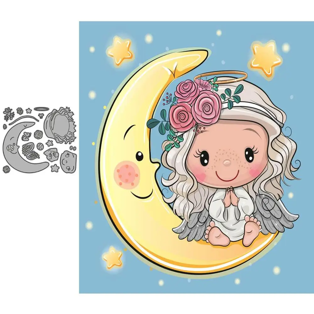 Ангел Луна девушка карта металлическое ремесло штамп резка для скрапбукинга