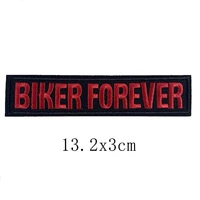 biker forever embroidered patches iron on red letters sticker badge for diy clothing appliqued
