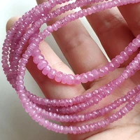 icnway 16cm natural pink sapphire 2 8 4mm faceted roundel gemstone beads diy jewelry accessorie necklace bracelet earrings