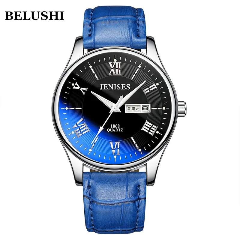 

2021 New Men's Leather Steel Belt Waterproof Luminous Business Trend Accessories Fashion Quartz Watch WA27