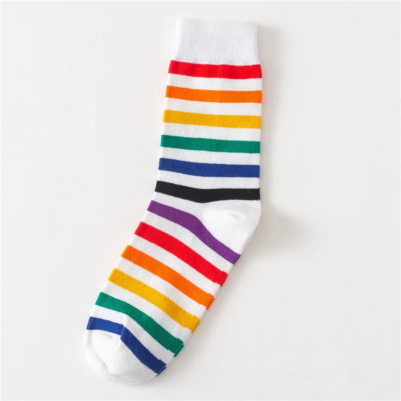 Colorful Stripes Дропшиппинг счастливые носки смешное искусство платье носки цвет партия мужские летние модные носки набор в цветах радуги Печать Цветные Красочные полосы искусство носки - Цвет: Colorful Stripes