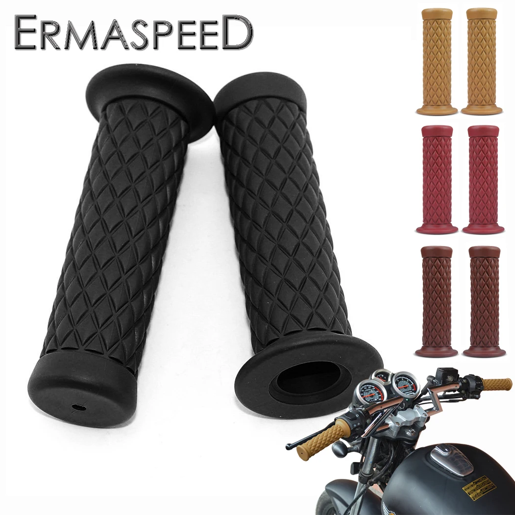 

Retro Motorcycle Hand Grips Universal 7/8" 22mm 24mm Non-slip Rubber Handlebar Grips for Moto Scooter Motocross Motorbike Grips