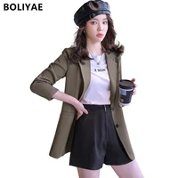 boliyae 2021 new fashion blazer women spring autumn all match long sleeve double breasted jacket female business suit office top
