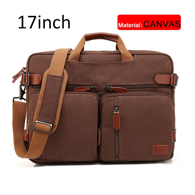 Coffee canvas 17inch 17 дюймов трансформируемый портфель, мужская деловая сумка, сумка-мессенджер, повседневная сумка для ноутбука, многофункциональные дорожные сумки для мужчин, большие XA161ZC - Цвет: Coffee canvas 17inch