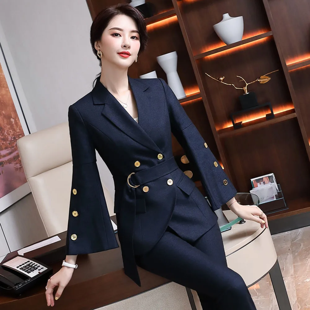 Korean Fashion Fall Winter Women Blazer New Professional Pants Suits Office Ladies Business Work Wear Two-piece Women's Clothing