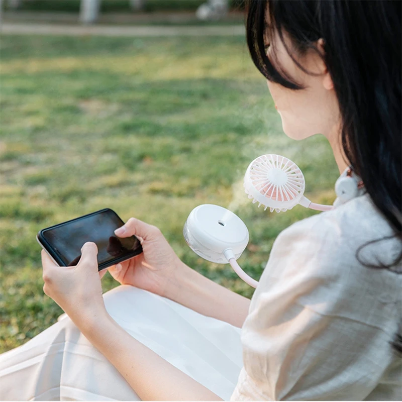 

HOT-Portable Fan Cold Fan Hands Free Neck Fan Hanging Rechargeable Mini Sports Fan Adjustable Neck for Home Office