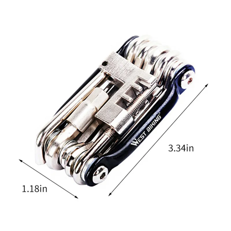 

WEST BIKING 10 in 1 Multifunction Bicycle Repair Tools Maintenance Kit Carbon Steel Cycling Folding Wrench Pocket Bike Tools