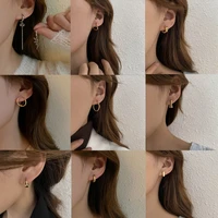 1 pairs stainless steel earrings for women new women ear cuff bohemian fashion party jewelry 2021 geometric hoop earrings
