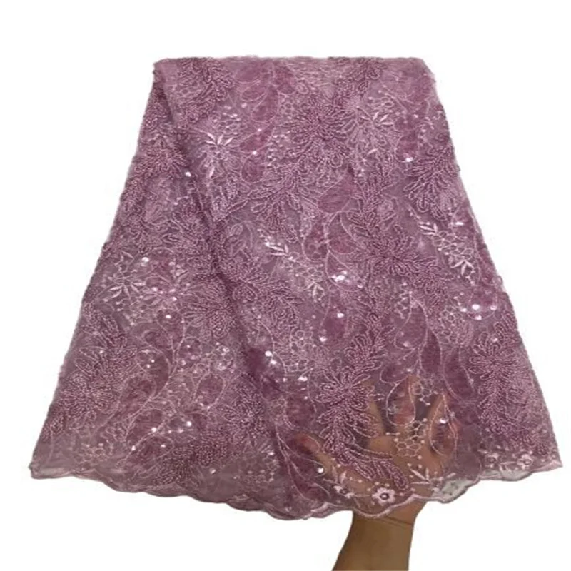 

Красная африканская кружевная вышитая ткань нигерийские кружева с блестками Fabric 2021 розовая Высококачественная кружевная французская круж...