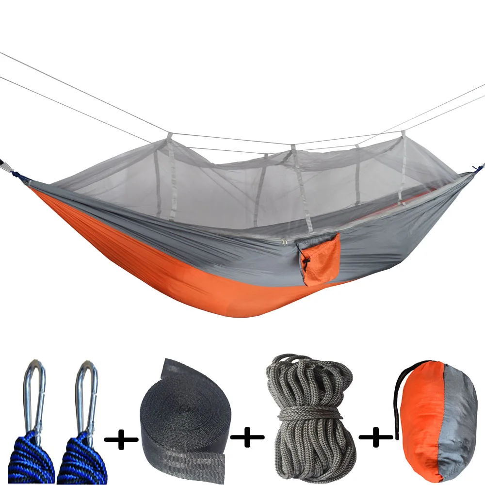 

Newest Fashion Handy Hammock Single Person Portable Parachute Fabric Mosquito Net Hammock for Indoor Outdoor Camping Using