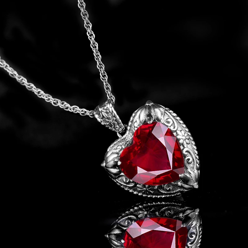 Лучшие ювелирные изделия Подвески с рубинами 100% подлинное серебро 925 сердце
