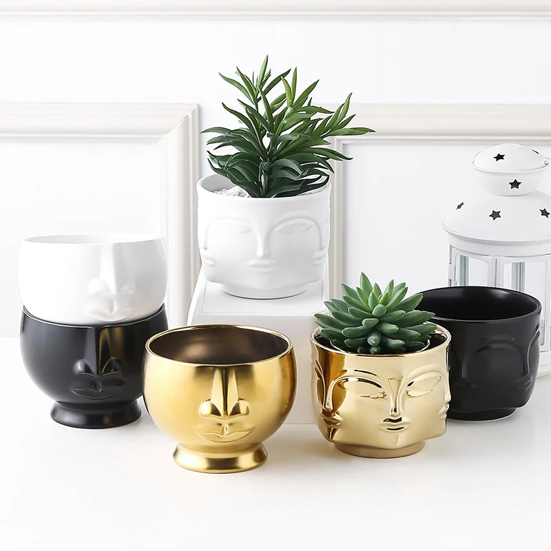 

Керамический позолоченный цветочный горшок, Скандинавская ваза для лица, цветочный горшок, домашние сухие цветы, Зеленый цветочный горшок для растений, декоративное хранение мелочей