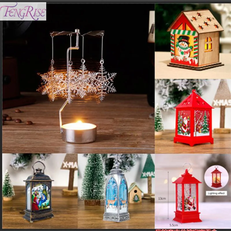 FENGRISE Рождественский металлический вращающийся подсвечник с ветряной мельницей