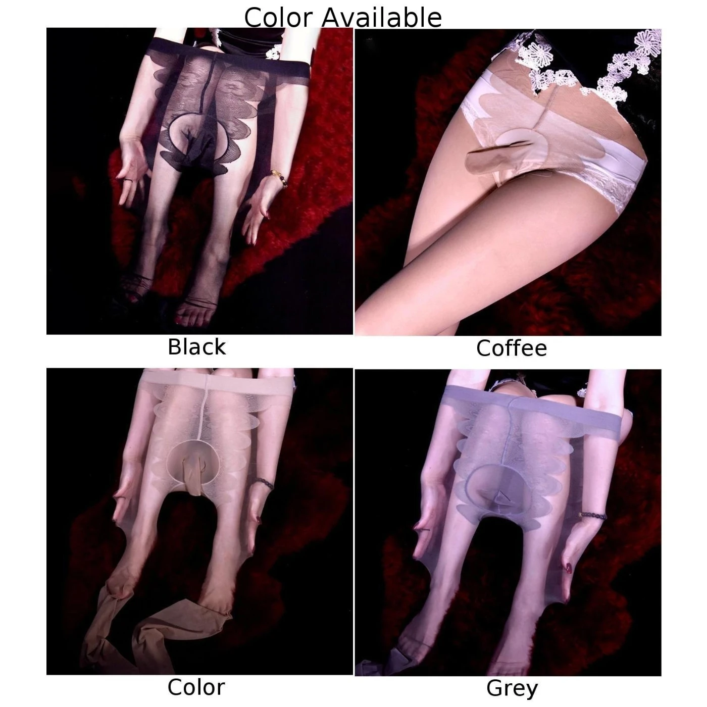 Прозрачные мужские блестящие кружевные колготки нейлоновые чулки с высокой