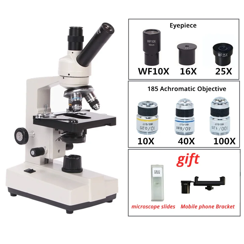 

2500X Monocular LED Biological Microscope with TV Drawtube CCD for Scientific Experiments Learning Education Aquaculture