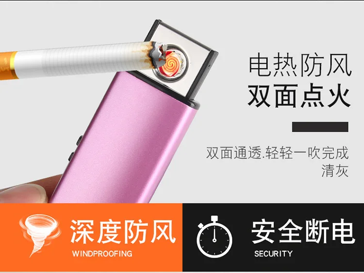 Оригинальность Windbreak Электроника usb зарядка Зажигалка двухсторонний точечный детектор дыма