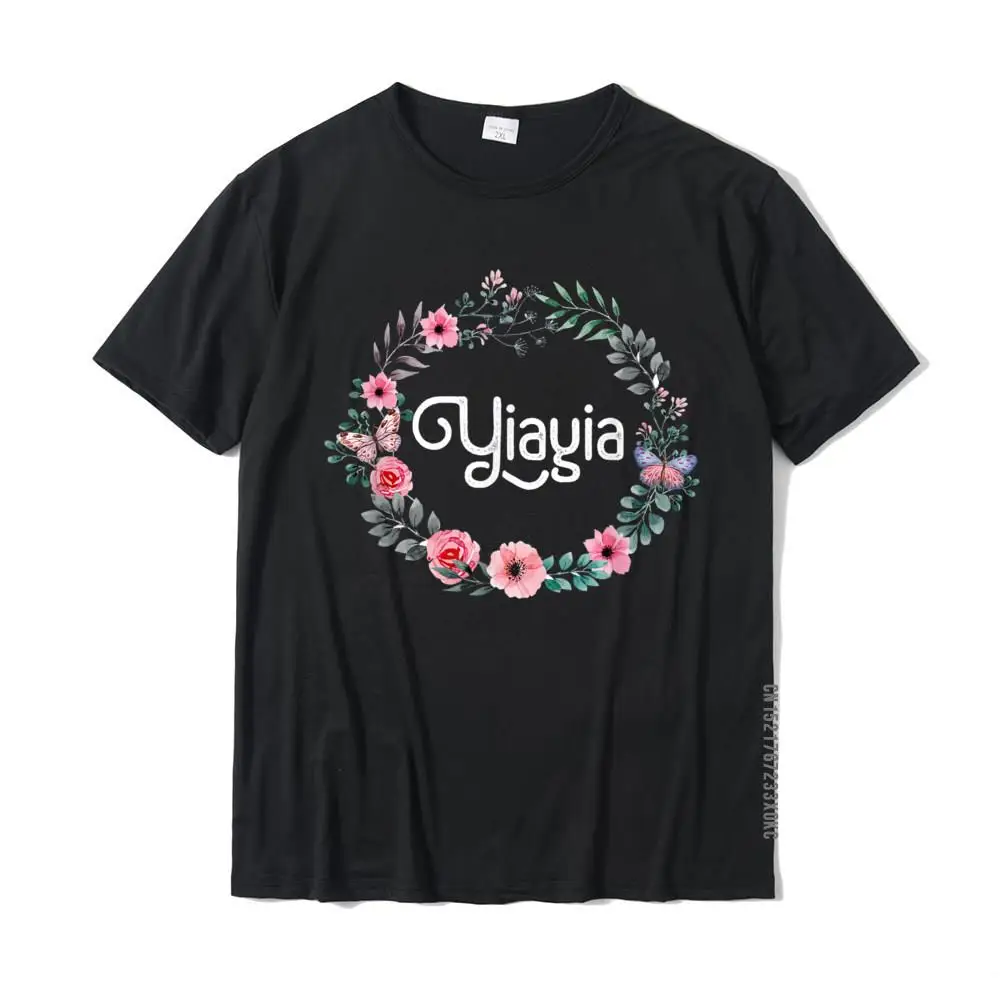 

Mother's Day Gift For Greek Grandma Men Women Floral Yiayia T Shirt Company Custom Cotton Men Tshirts Summer